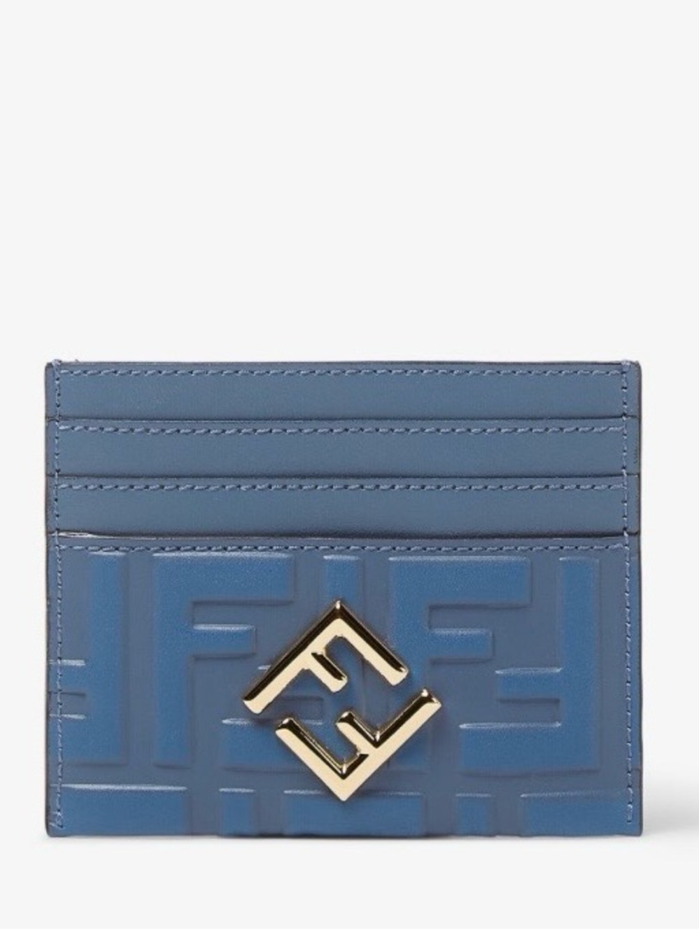 Fendi FF Diamonds Card Case Leather Blue